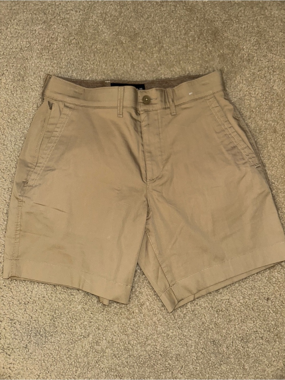 Abercrombie & Fitch Tan Flat-Front Chino Shorts
